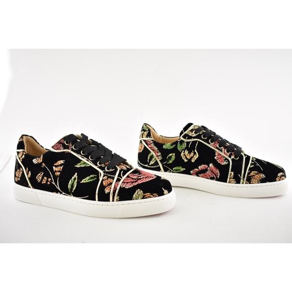 Christian Louboutin Vieira Orlato Flat Black Velvet Lace Up Low Top Sneaker 38 - Picture 4 of 12